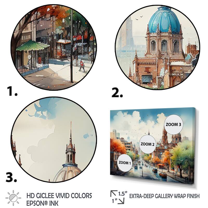 Designart "Mexico City Vibrant Vistas I" Mexico Metal Wall Décor Set